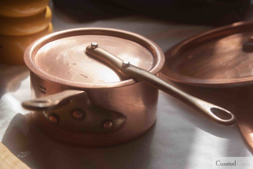 Vintage style copper lid on mini sauce pan