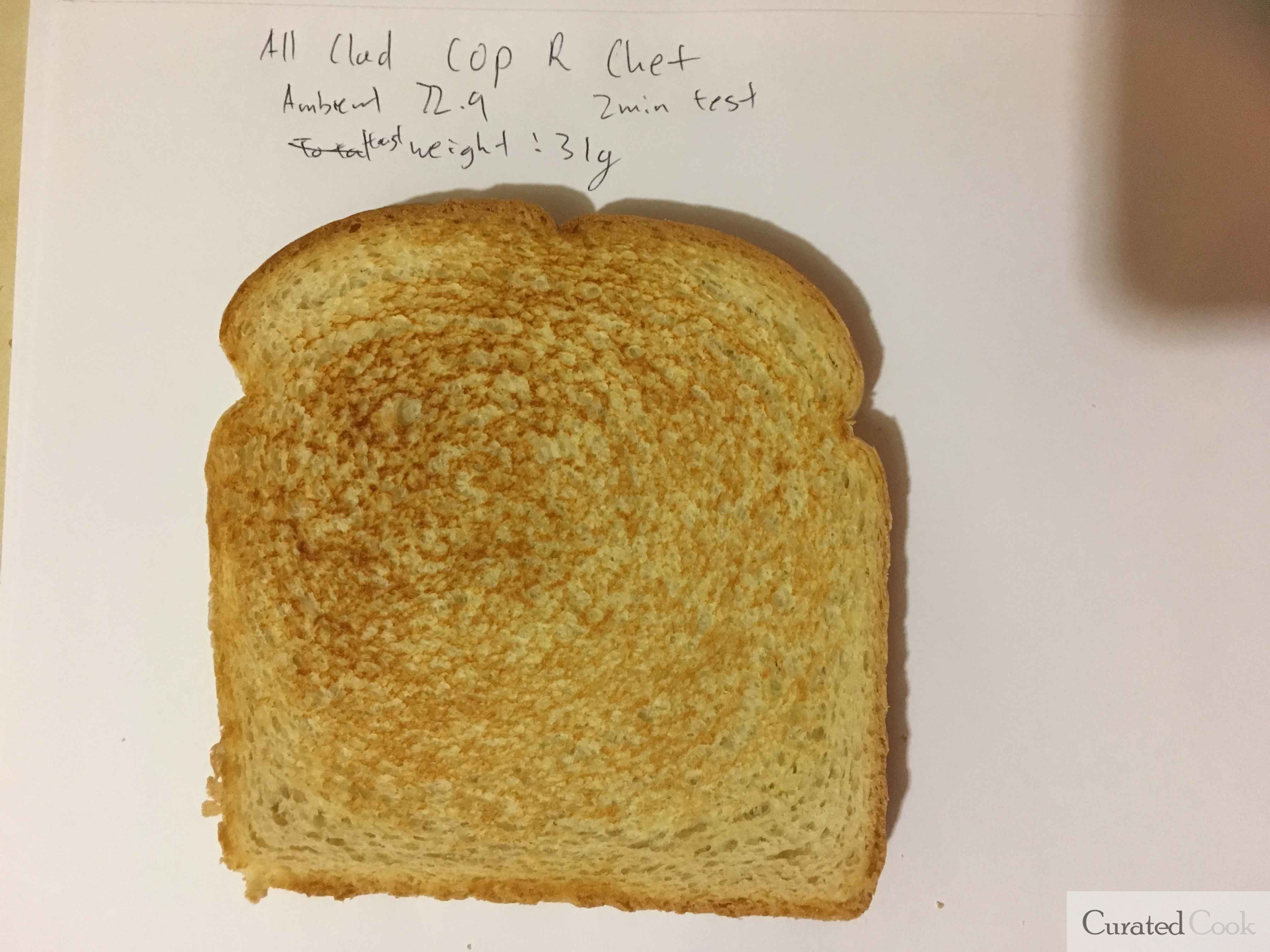 All Clad coppr chef toast test result